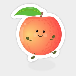 Cute happy dancing peach cartoon illustration Sticker